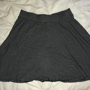 Black and White Striped Skater Skirt